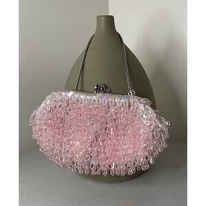 VTG 50s Walborg Pink Hand Beaded & Sequin Purse Clutch Bag Going Out Cocktail